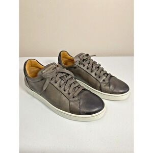 Magnanni Leather Sneakers Mens Gray Low Top Lace‎ Up Casual Shoes Size 8